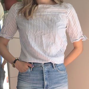 TOMMY HILFIGER BLOUSE TOP BLUE STRIPES COASTAL